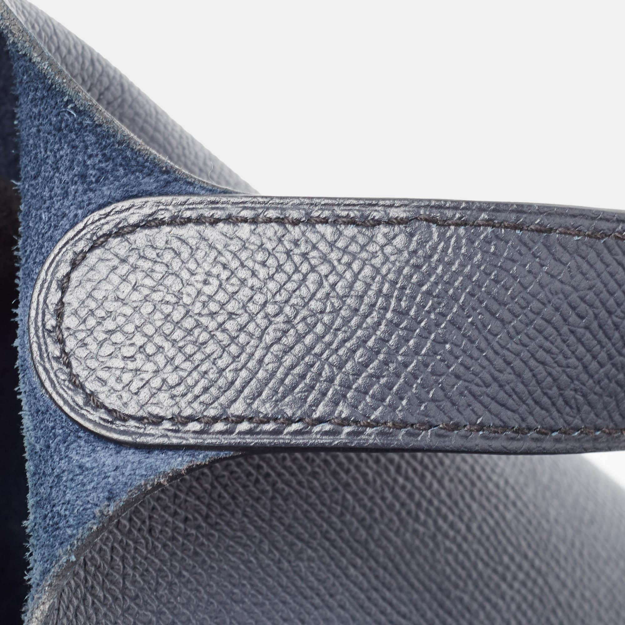 Hermes Bleu Indigo/Noir/Terre Battue Epsom Leather Picotin Lock Tressage 22 Bag For Sale 7