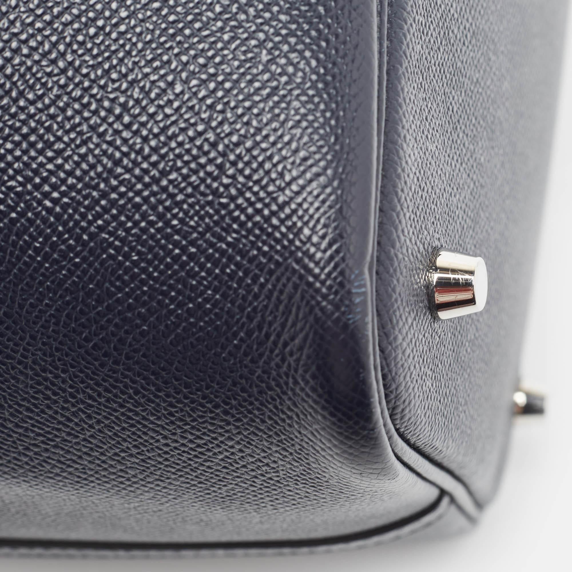 Hermes Bleu Indigo/Noir/Terre Battue Epsom Leather Picotin Lock Tressage 22 Bag 12