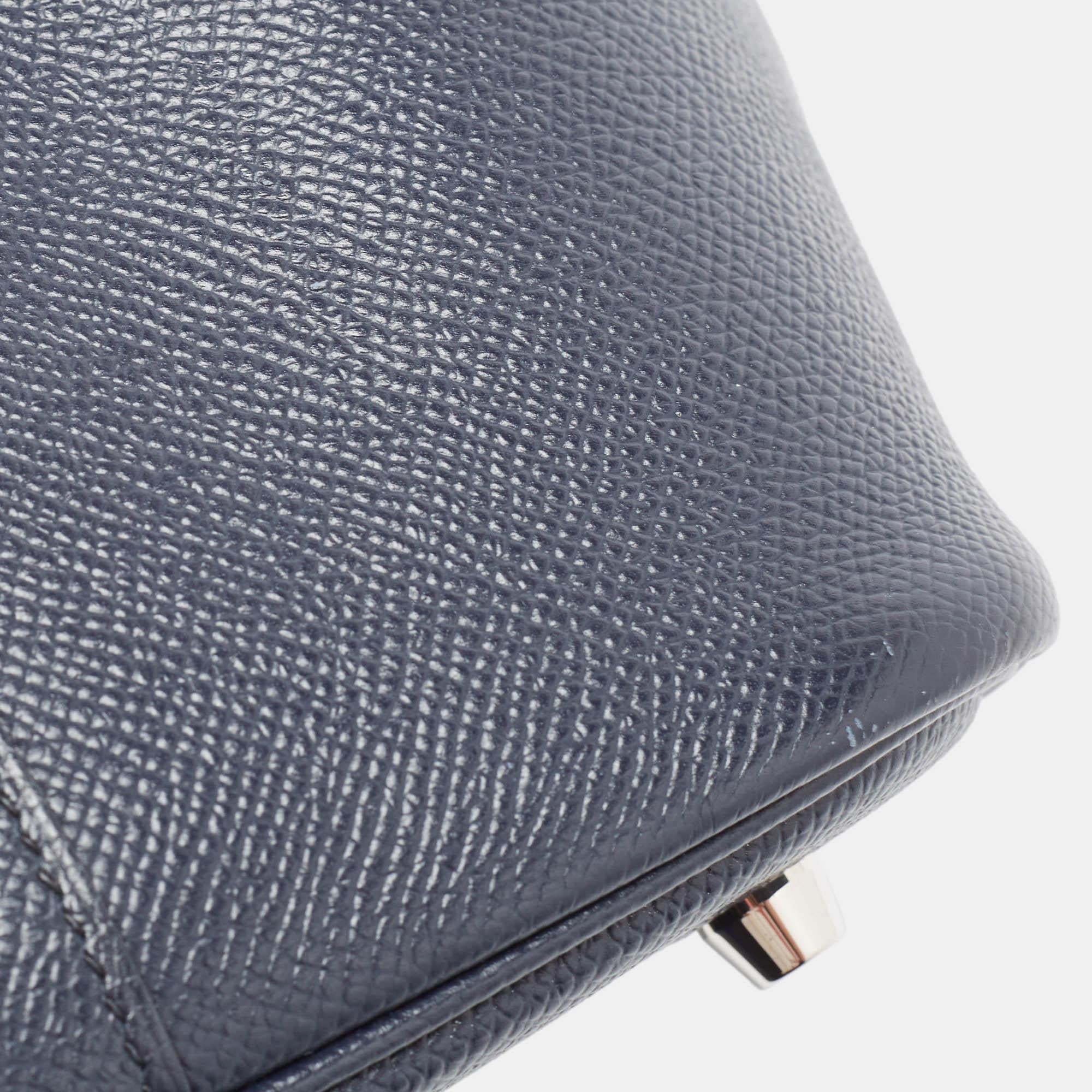 Hermes Bleu Indigo/Noir/Terre Battue Epsom Leather Picotin Lock Tressage 22 Bag For Sale 4