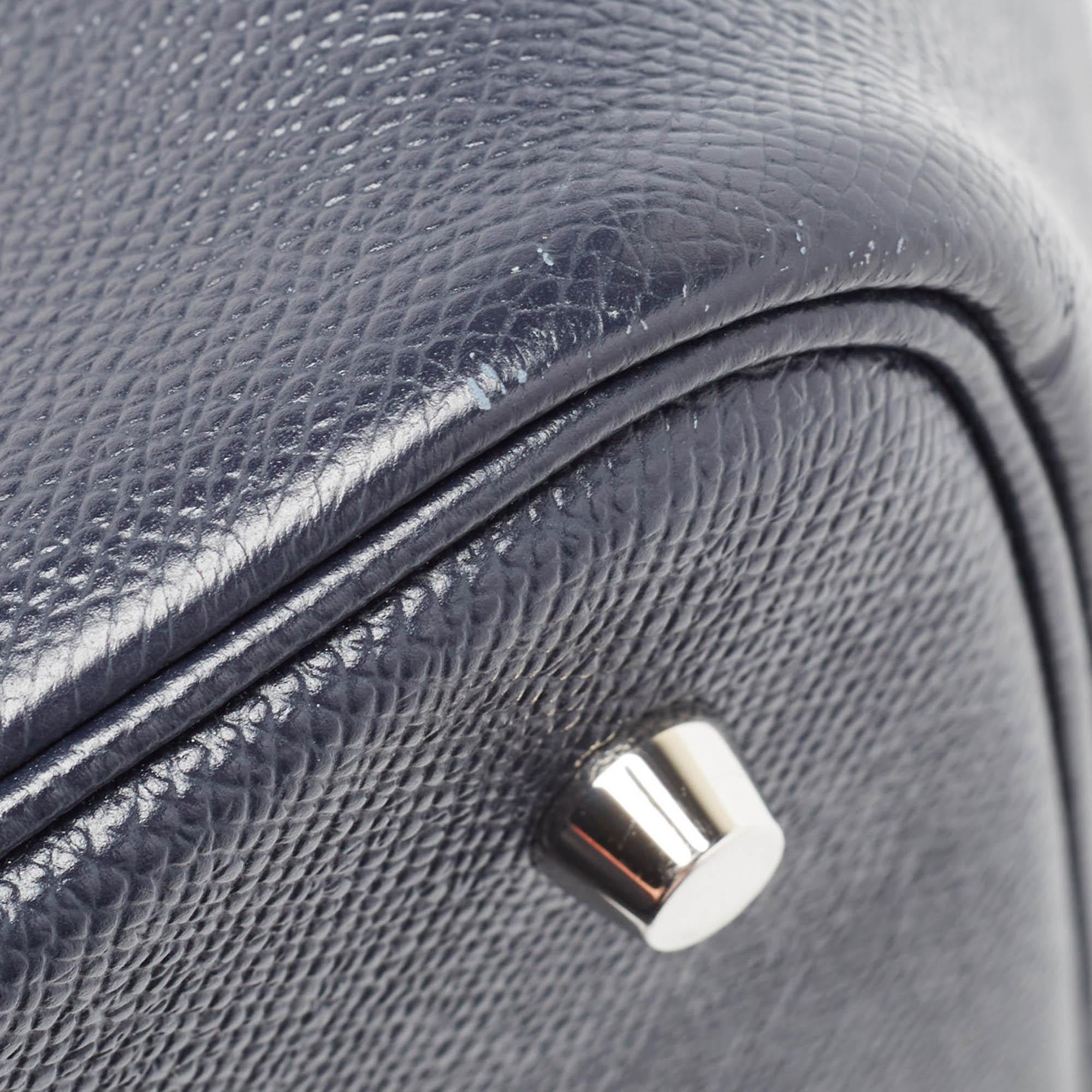 Hermes Bleu Indigo/Noir/Terre Battue Epsom Leather Picotin Lock Tressage 22 Bag For Sale 5