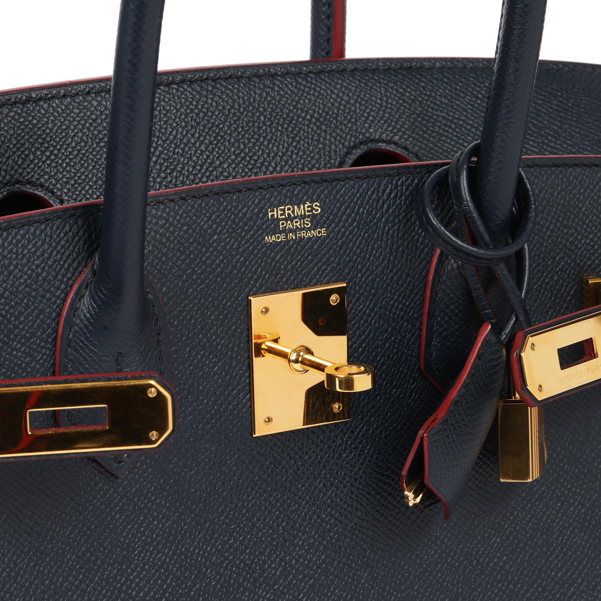 Hermès Bleu Indigo & Rouge Contour Epsom Leather Birkin 30cm Retourne 2