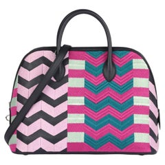 Hermès Bleu Indigo, piel Swift y bordados multicolores Zig Zag, Bolide 1923
