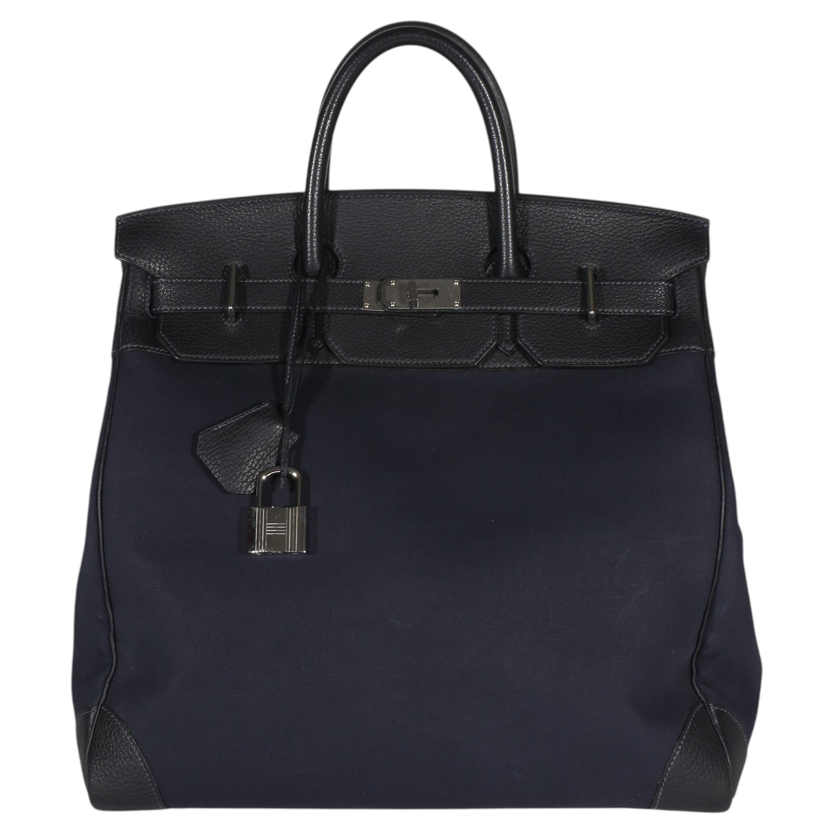 Hermès Bleu Indigo Toile Officier Fjord HAC 40 PHW en venta