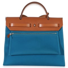 Hermès Bleu Izimir Toile Vache Hunter Herbag Zip 31 PHW