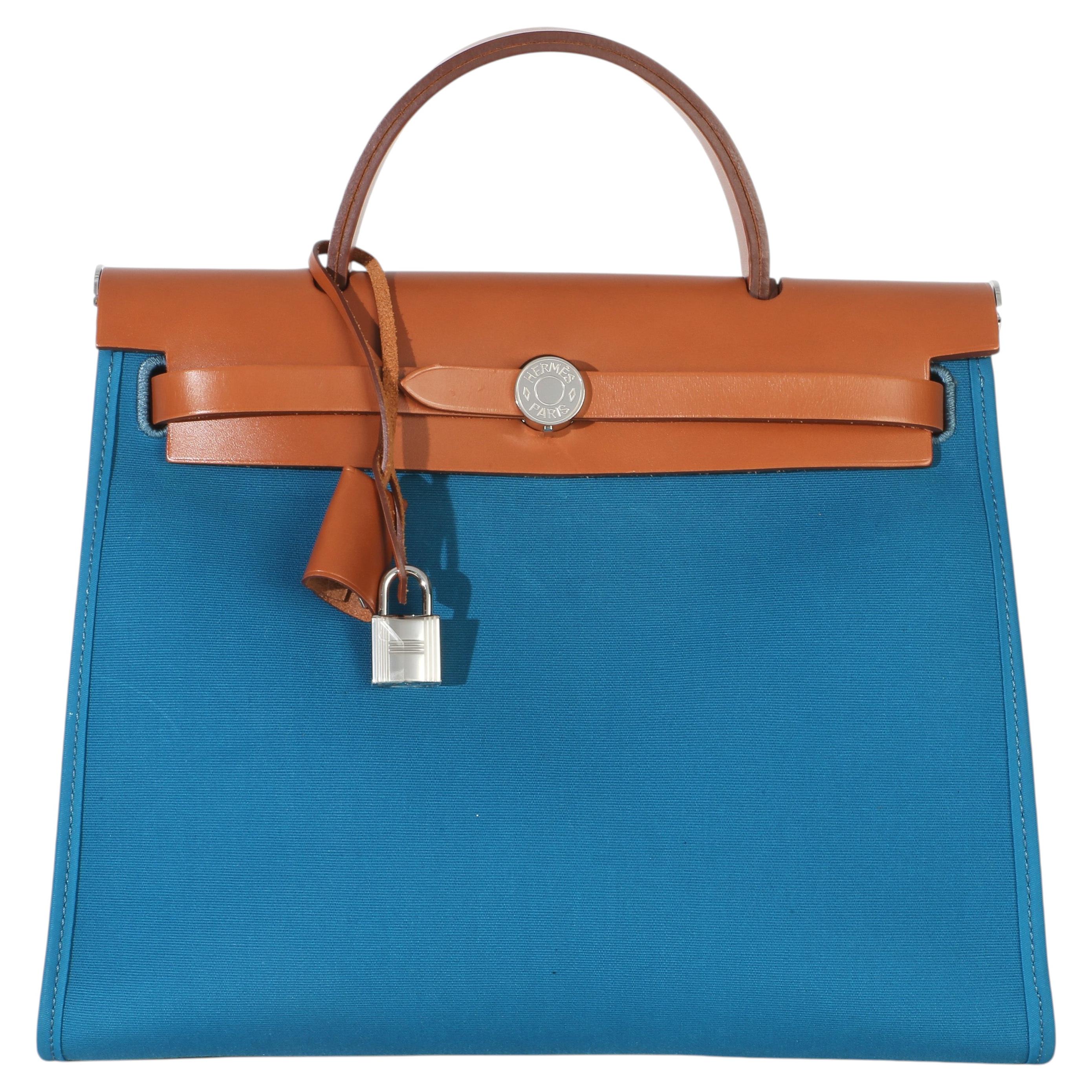 Hermès Bleu Izimir Toile Vache Hunter Herbag Zip 31 PHW