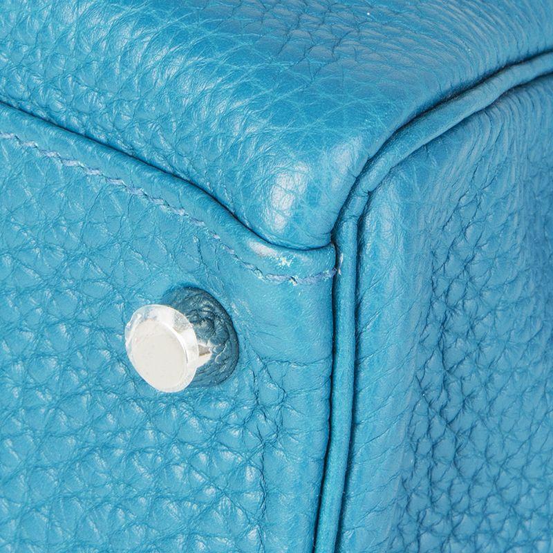 HERMES Bleu Izmir blue Clemence leather & Palladium KELLY 35 AMAZONE Bag 3