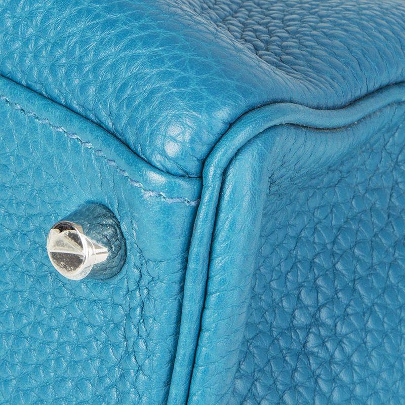 HERMES Bleu Izmir blue Clemence leather & Palladium KELLY 35 AMAZONE Bag 5