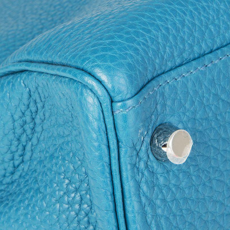 HERMES Bleu Izmir blue Clemence leather & Palladium KELLY 35 AMAZONE Bag 6