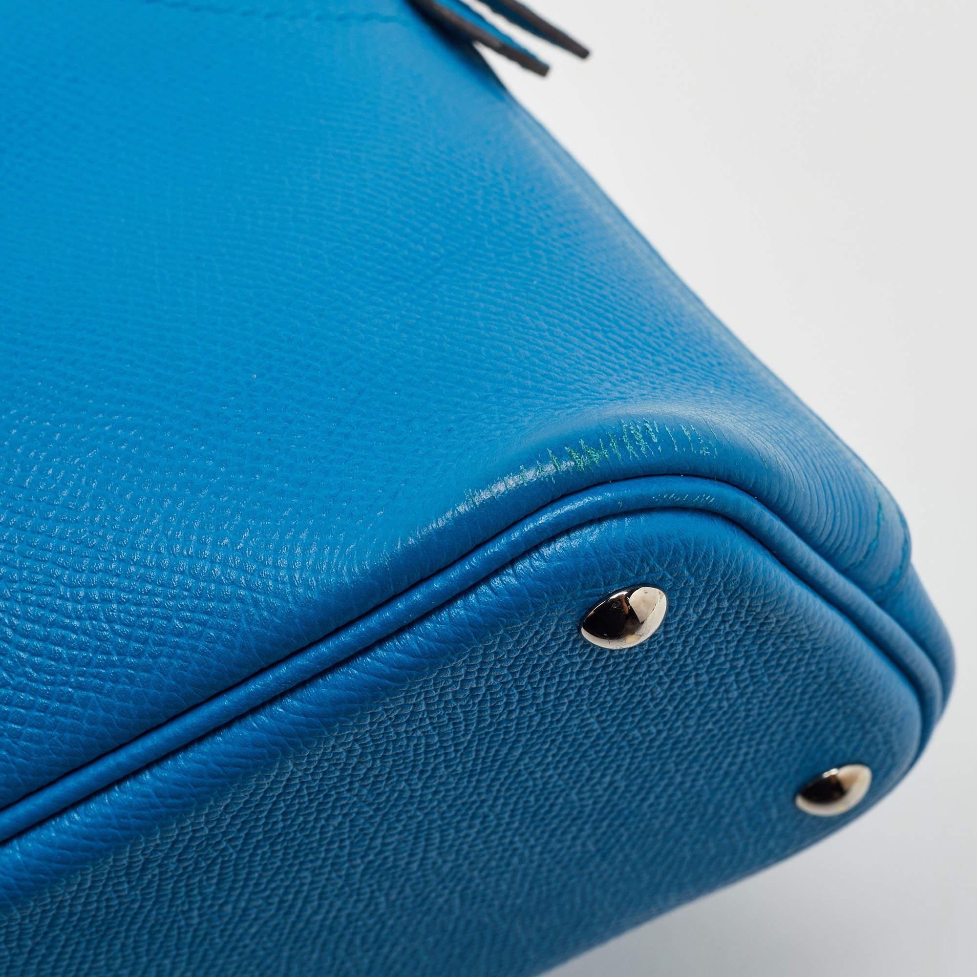 Hermes Bleu Izmir Epsom Leather Bolide 27 Bag For Sale 9