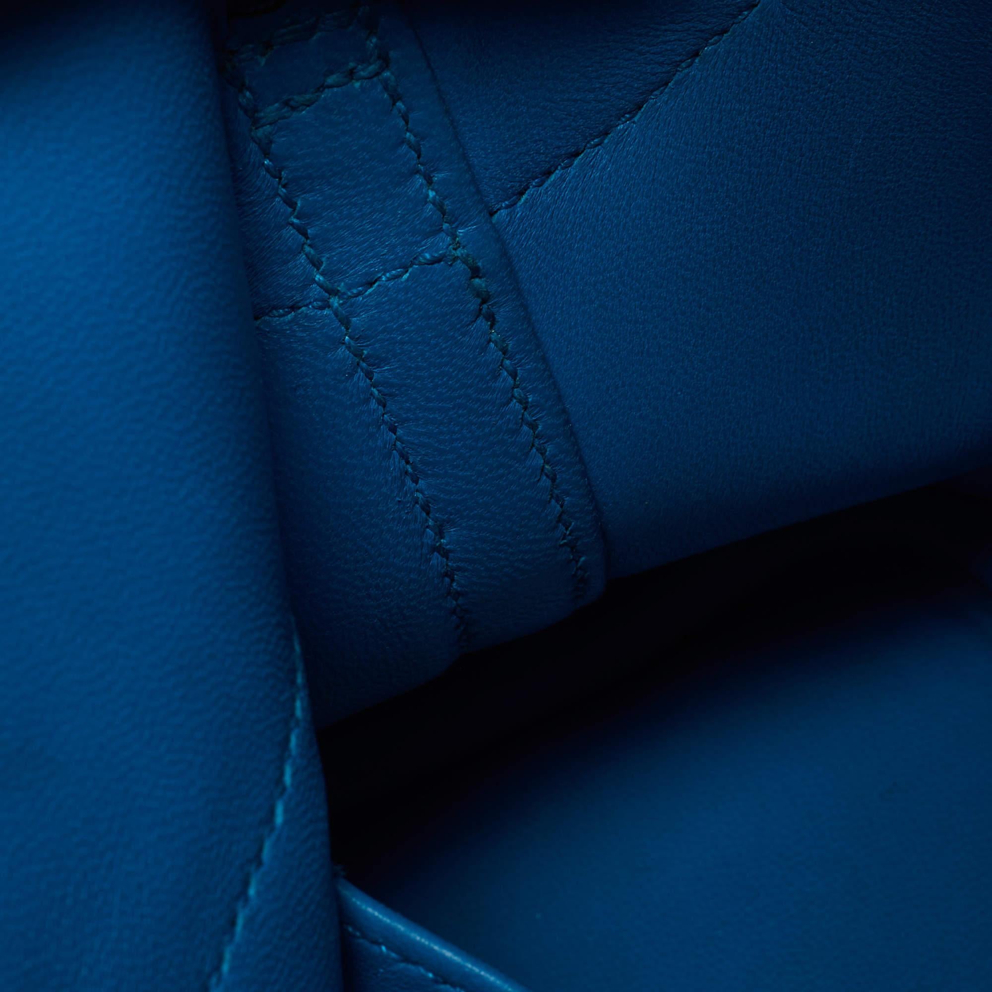 Hermes Bleu Izmir Epsom Leather Bolide 27 Bag For Sale 11