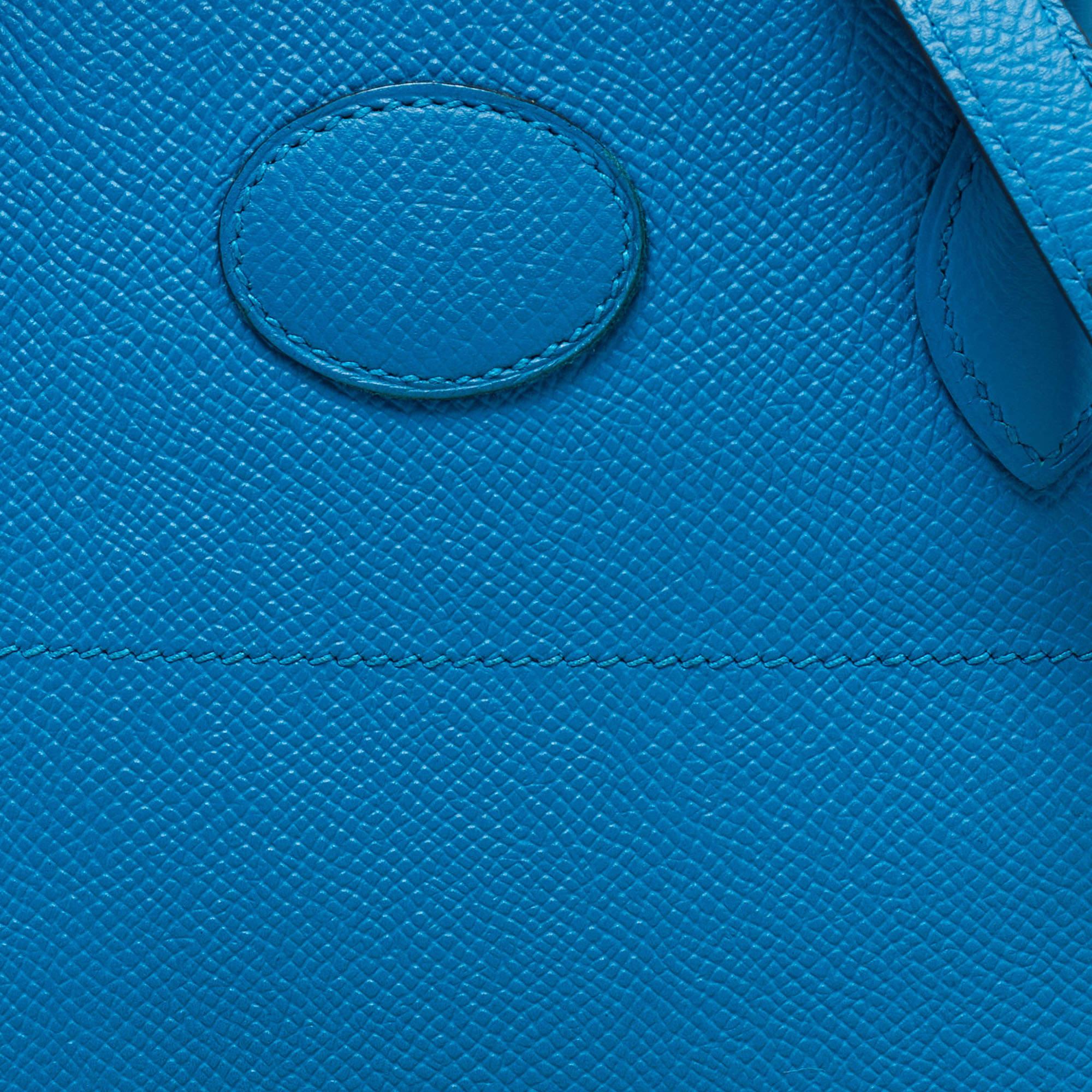 Hermes Bleu Izmir Epsom Leather Bolide 27 Bag For Sale 13