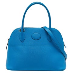 Hermes Bleu Izmir Epsom Leather Bolide 27 Bag