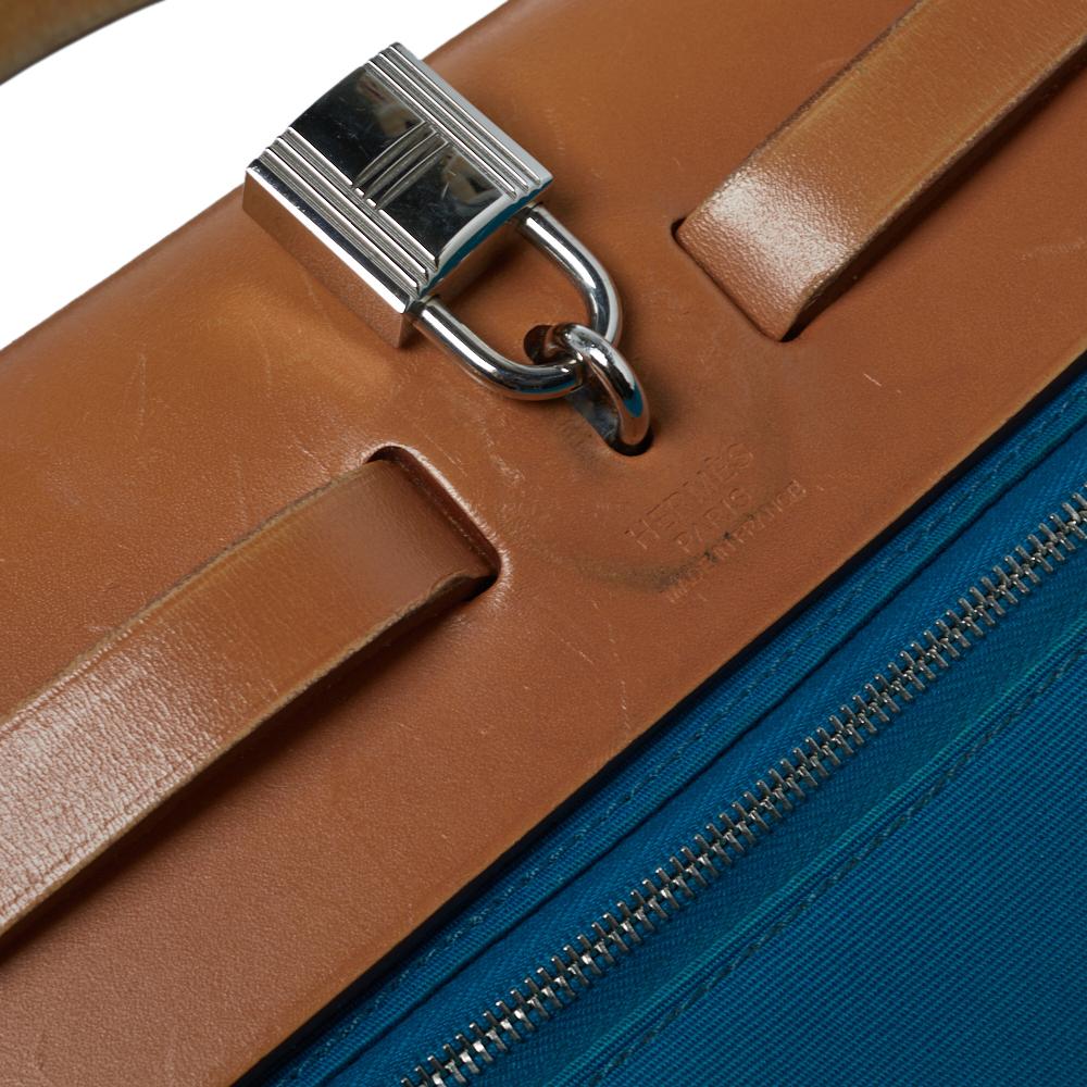 Hermes Bleu Izmir/Natural Canvas And Leather Herbag Zip 31 Bag 2