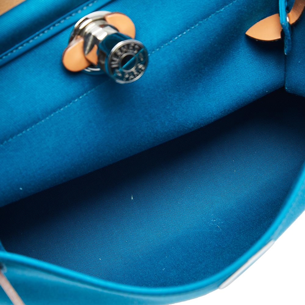 Women's Hermes Bleu Izmir/Natural Canvas And Leather Herbag Zip 31 Bag