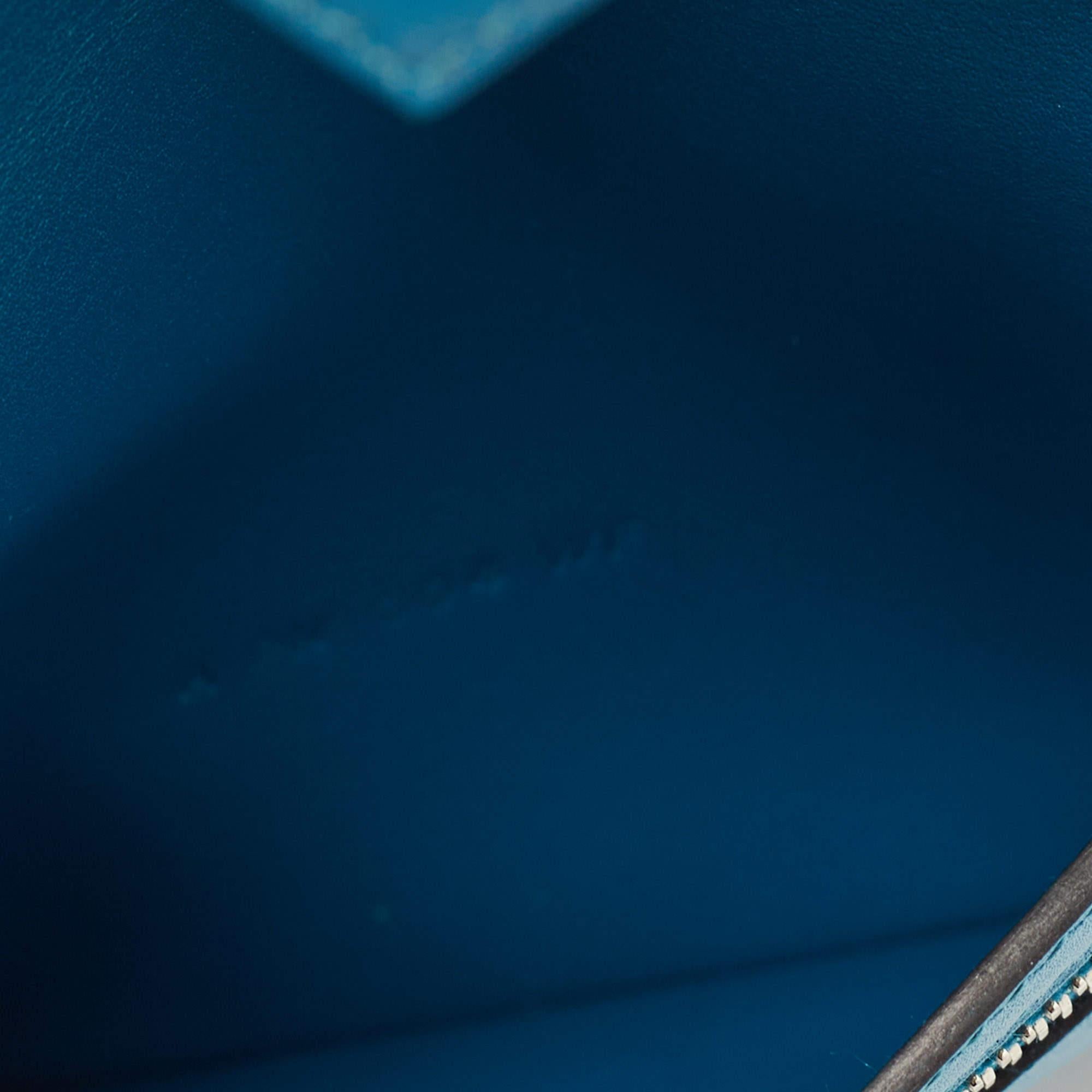 Hermes Bleu Izmir Tadelakt Leather Bearn Compact Wallet 4