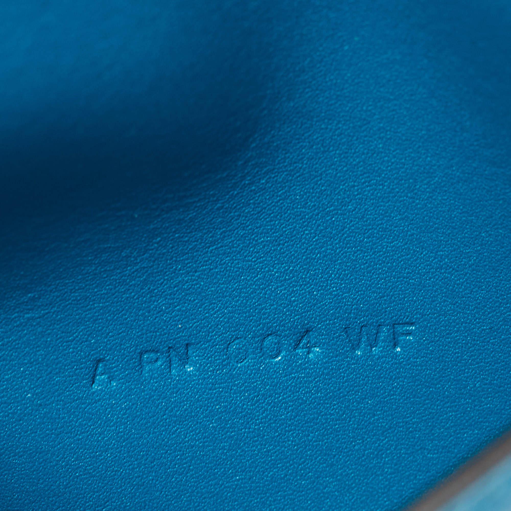 Hermes Bleu Izmir Tadelakt Leather Bearn Compact Wallet 5