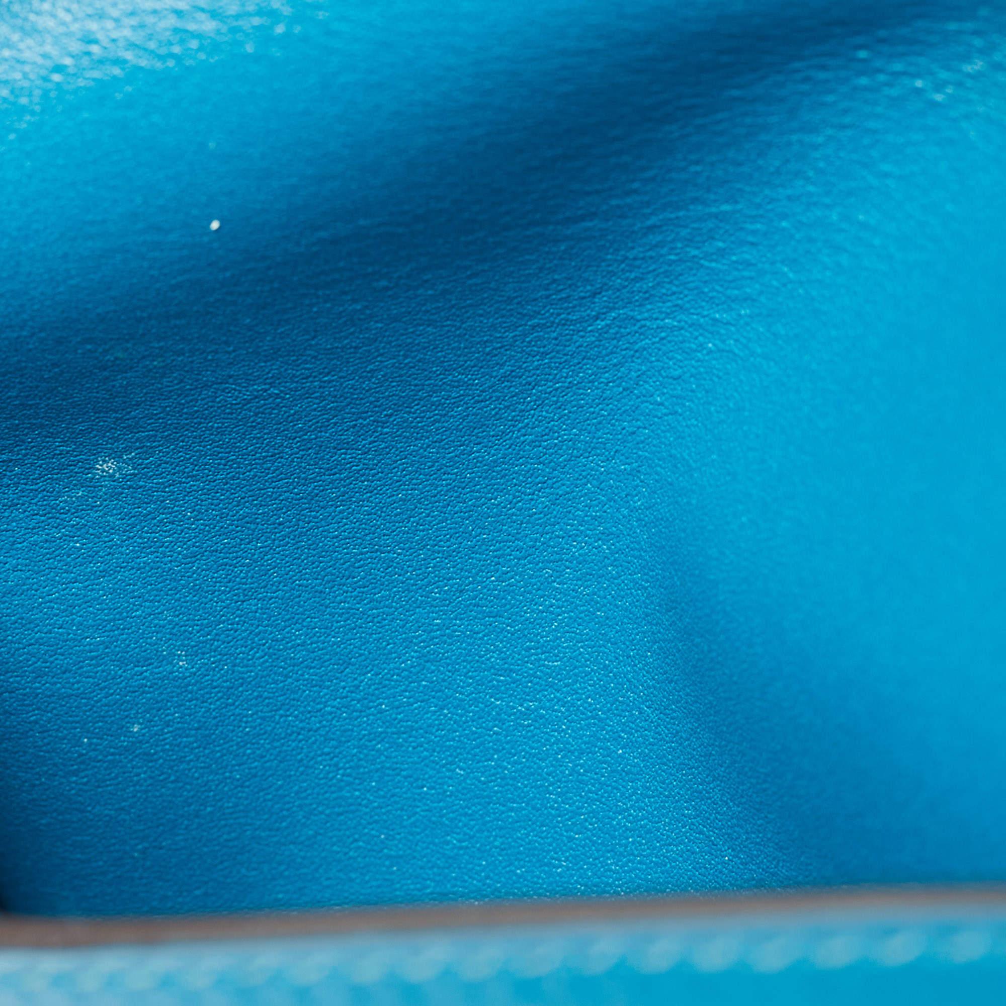 Hermes Bleu Izmir Tadelakt Leather Bearn Compact Wallet 6