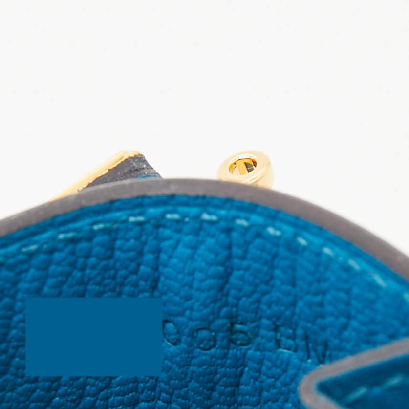 Hermes Bleu Izmir Tadelakt Leather Mini Kelly Twilly Bag Charm 1