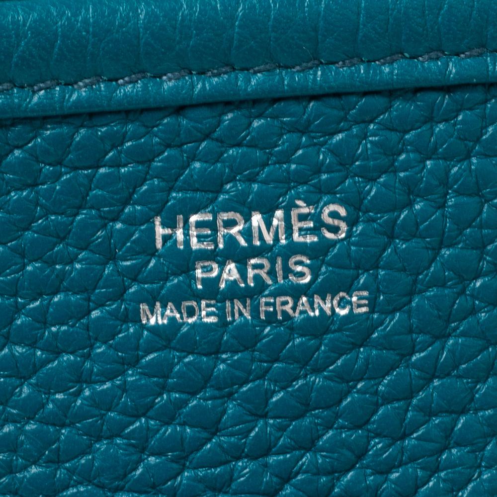 Hermes Bleu Izmir Taurillon Clemence Leather Evelyne III GM Bag 2