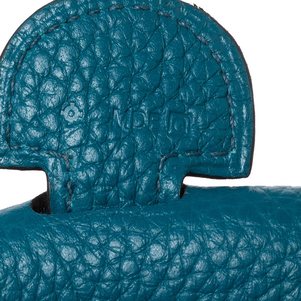 Hermes Bleu Izmir Taurillon Clemence Leather Evelyne III GM Bag 3