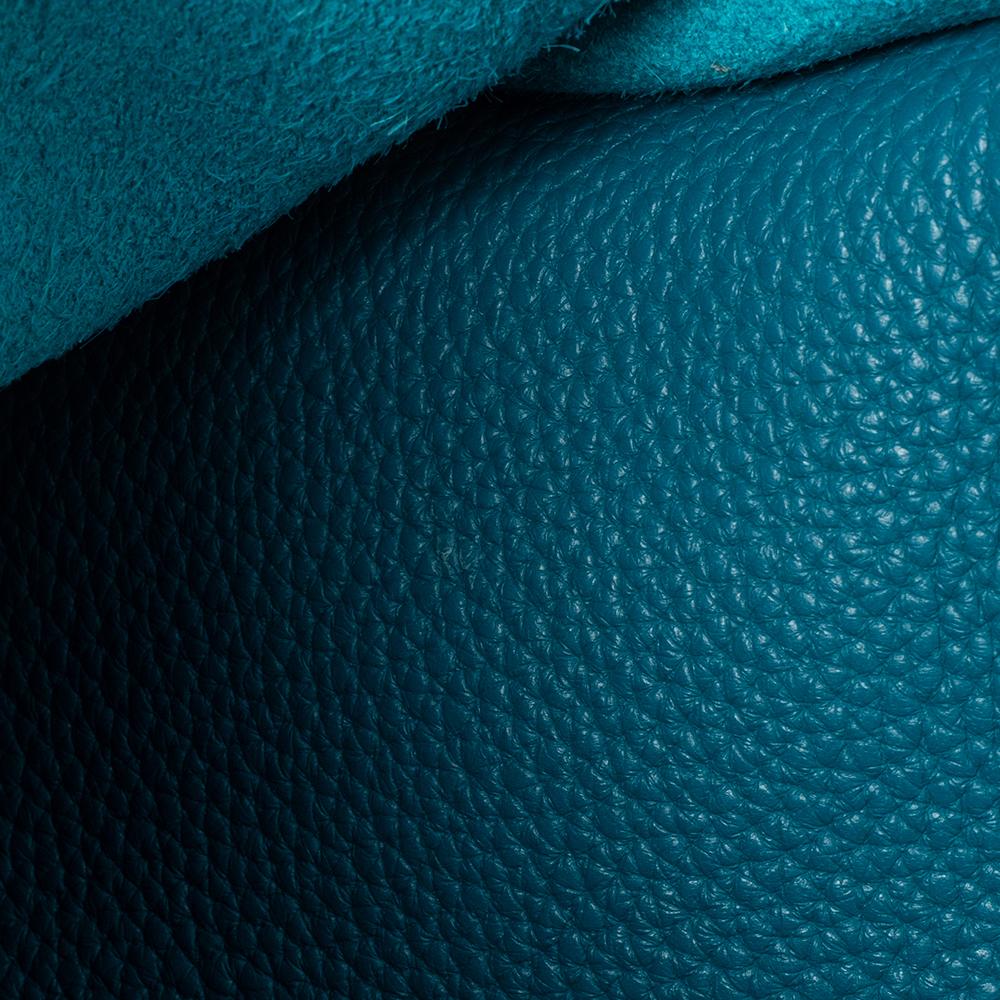Hermes Bleu Izmir Taurillon Clemence Leather Evelyne III GM Bag 4