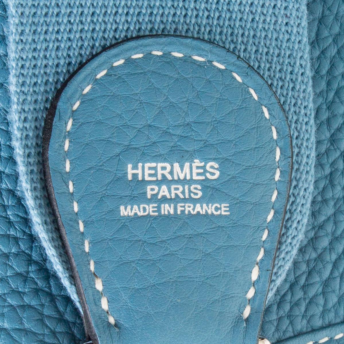 Blue HERMES Bleu Jean blue Clemence leather EVELYNE III 29 Crossbody Bag