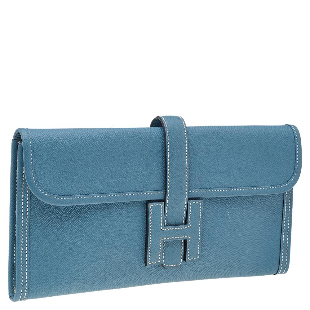 Hermés Bleu Jean Epsom Leather Elan Jige 29 Clutch 3