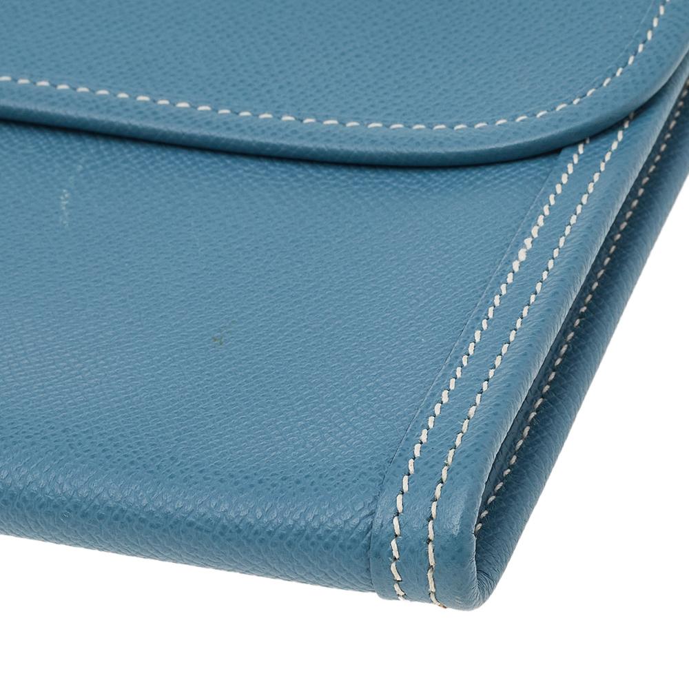 Blue Hermés Bleu Jean Epsom Leather Elan Jige 29 Clutch