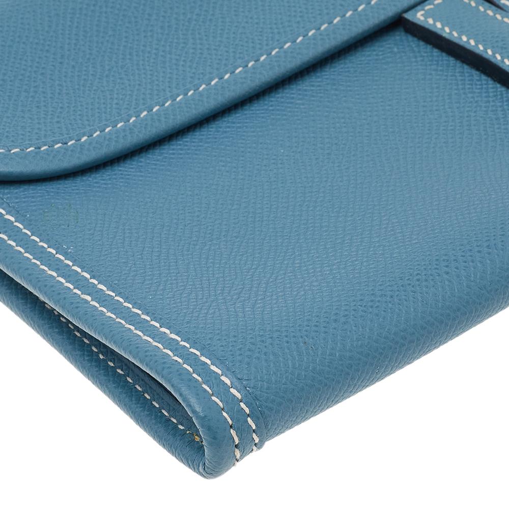 Hermés Bleu Jean Epsom Leather Elan Jige 29 Clutch In Good Condition In Dubai, Al Qouz 2