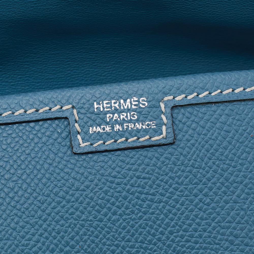 Women's Hermés Bleu Jean Epsom Leather Elan Jige 29 Clutch