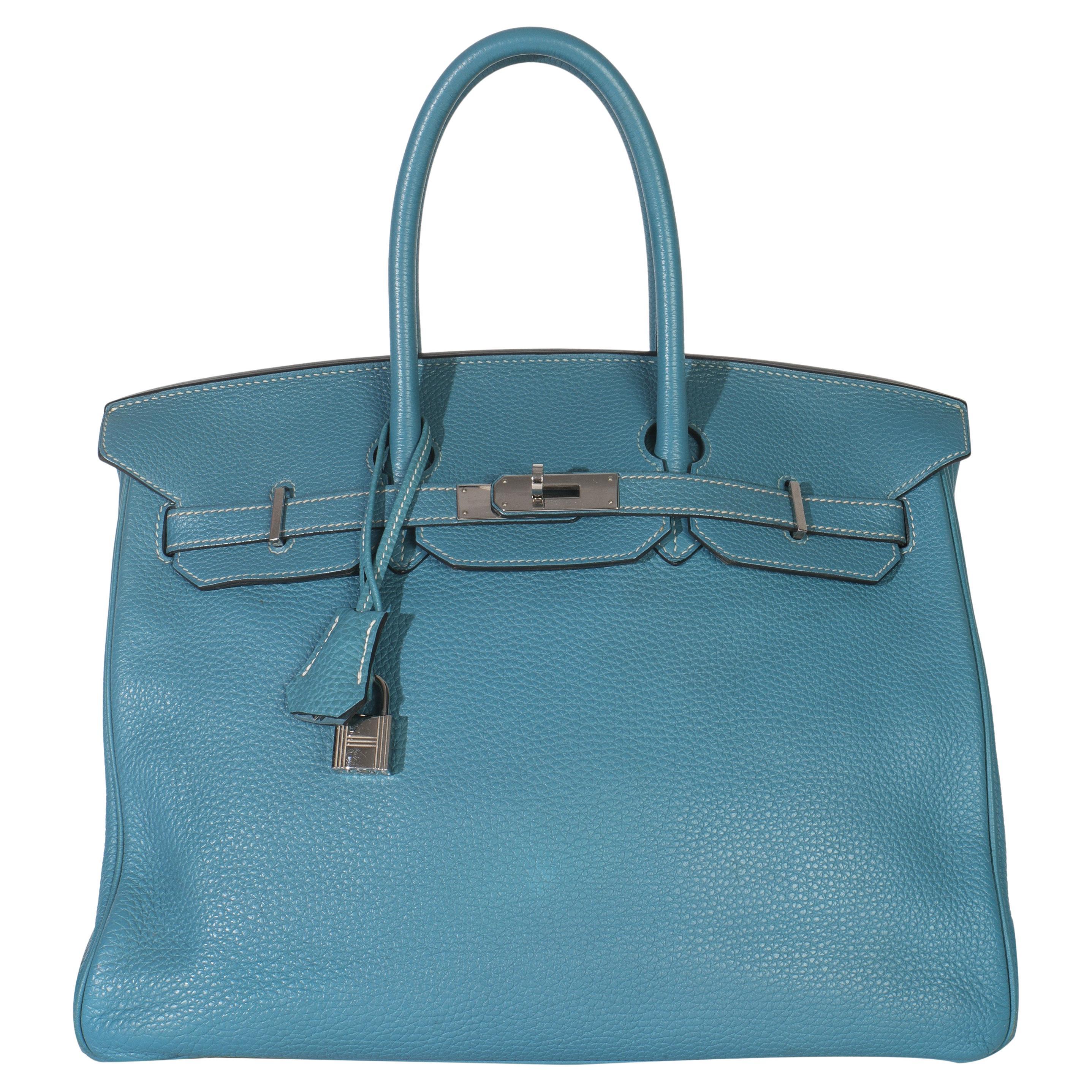 Hermès Bleu Jean Togo Birkin 35 PHW en vente
