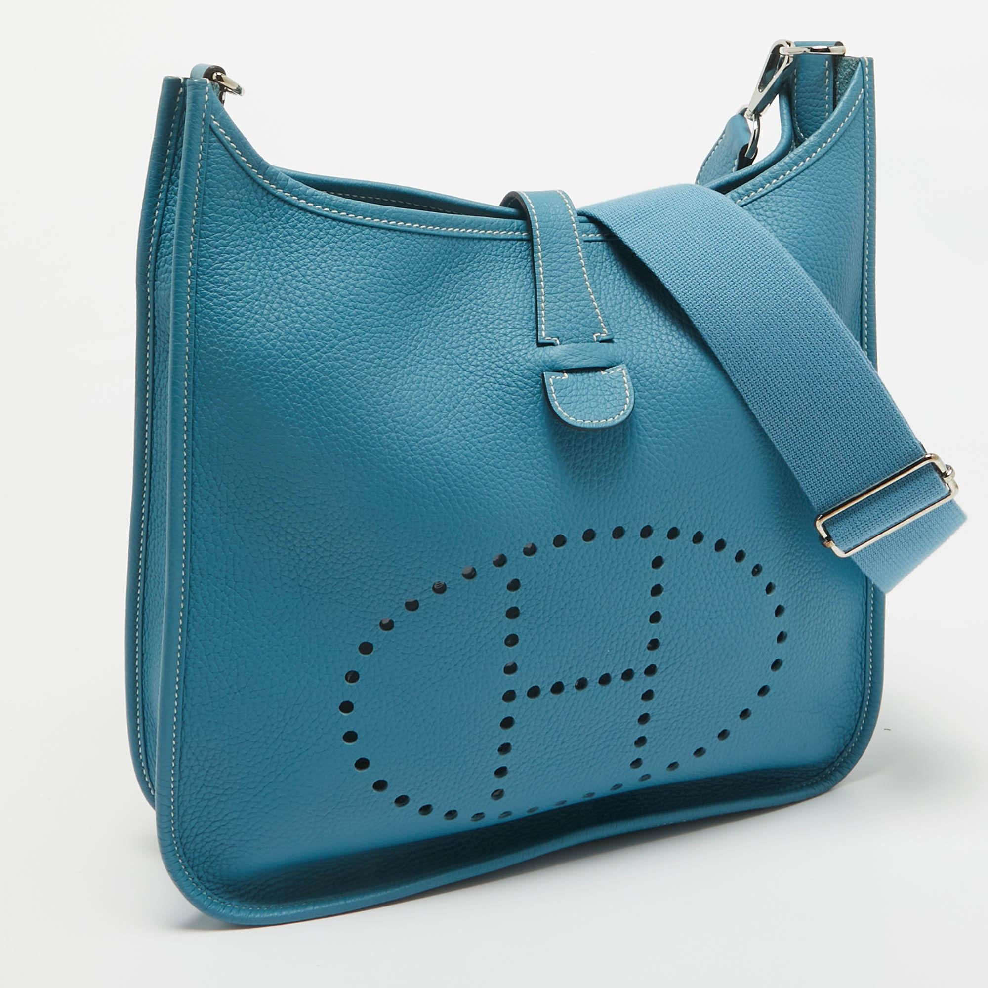Bolso Hermes Bleu Jean Togo Piel Evelyne III GM Azul