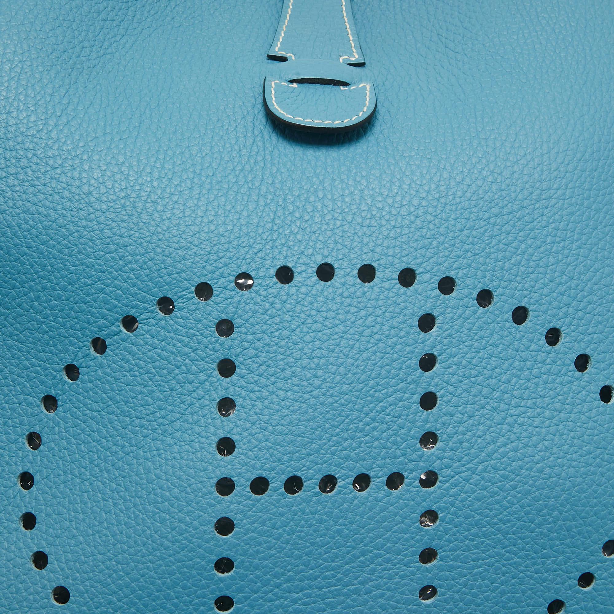 De las mujeres Bolso Hermes Bleu Jean Togo Piel Evelyne III GM