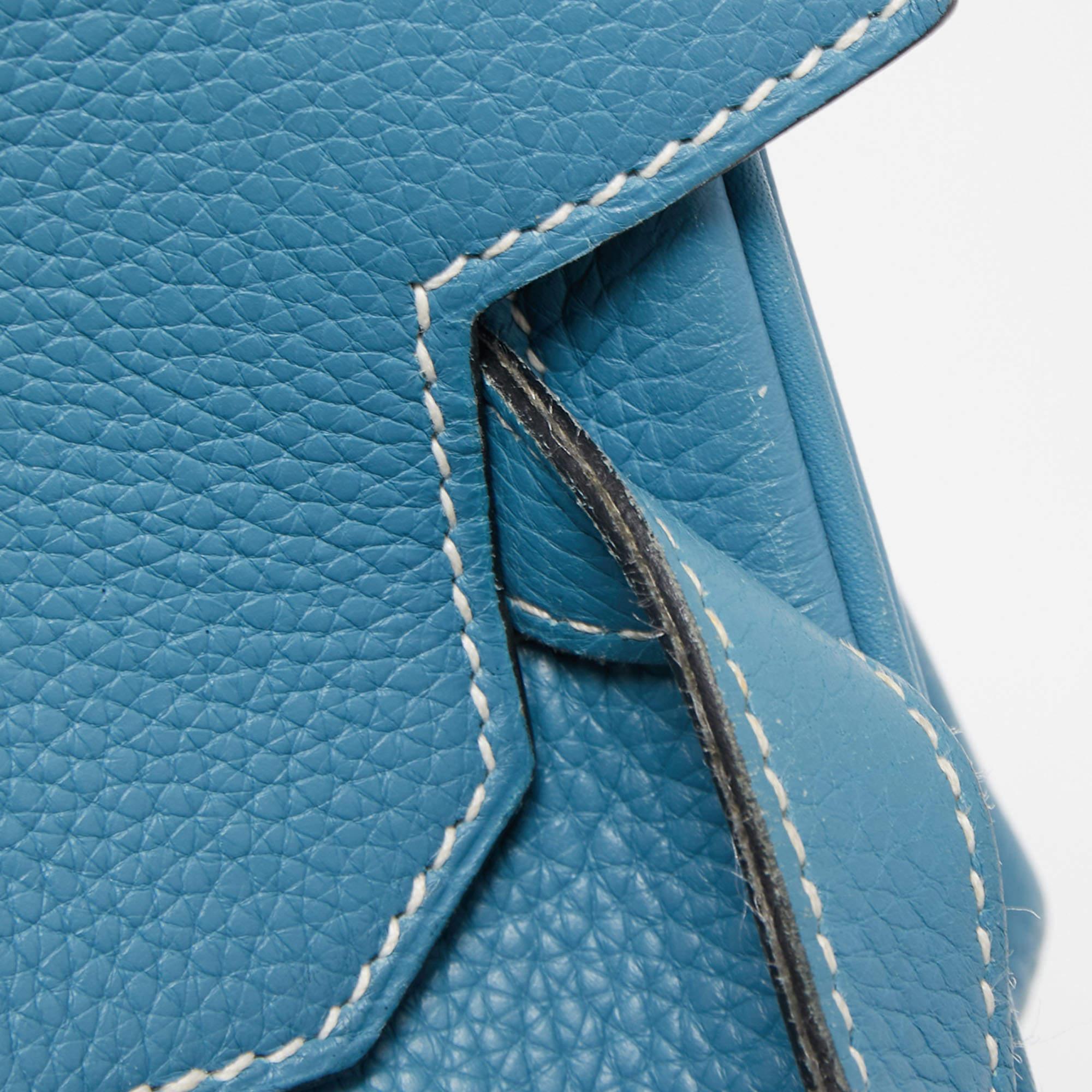 Hermes Bleu Jean Togo Leather Palladium Finish Birkin 40 Bag 9