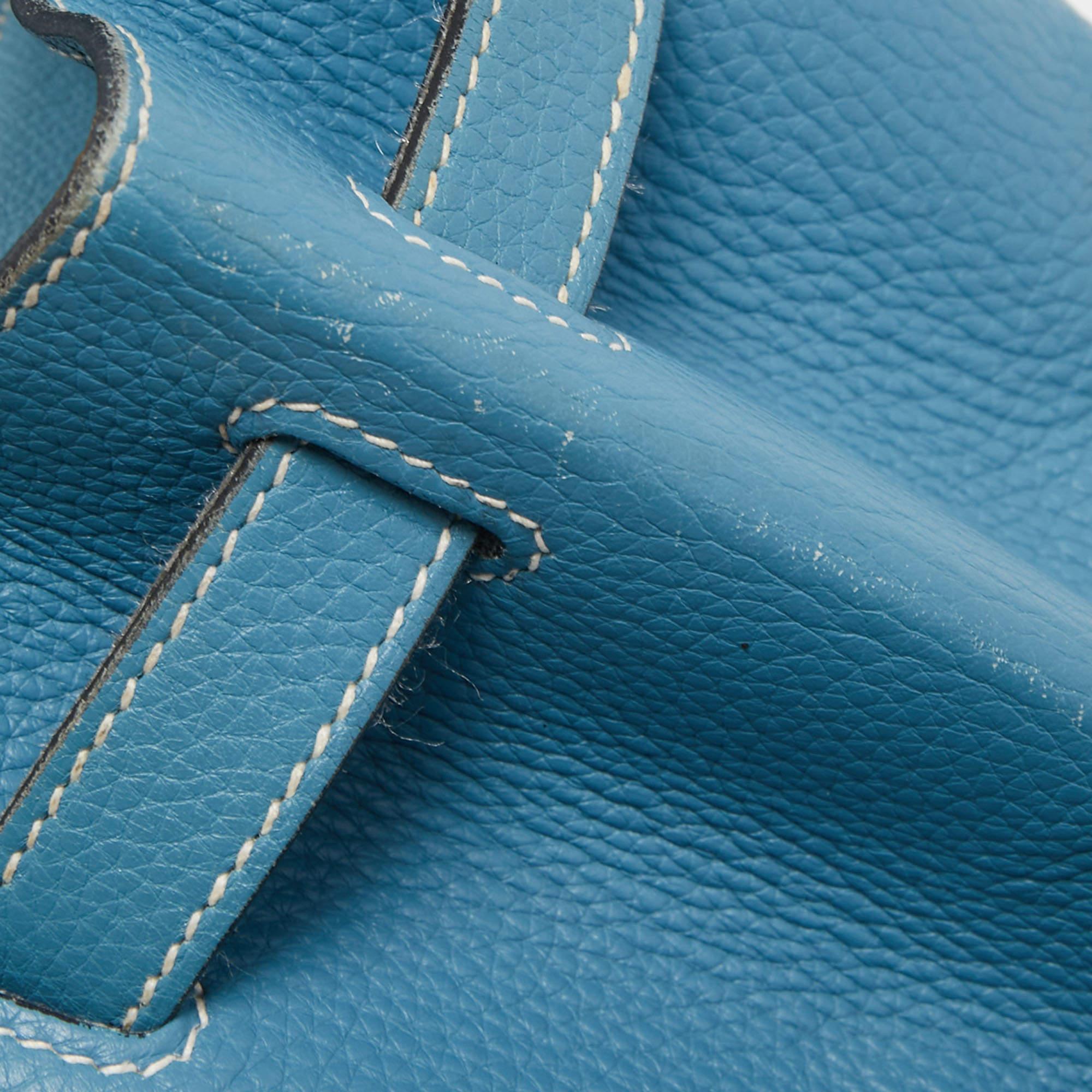 Hermes Bleu Jean Togo Leather Palladium Finish Birkin 40 Bag 13