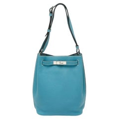 Hermes Bleu Jean Togo Leather So Kelly 22 Bag