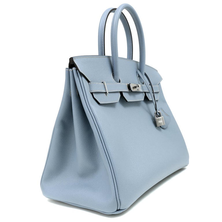 Imitation Hermes Birkin 30cm 35cm Bag In Blue Lin Epsom Leather HJ01139