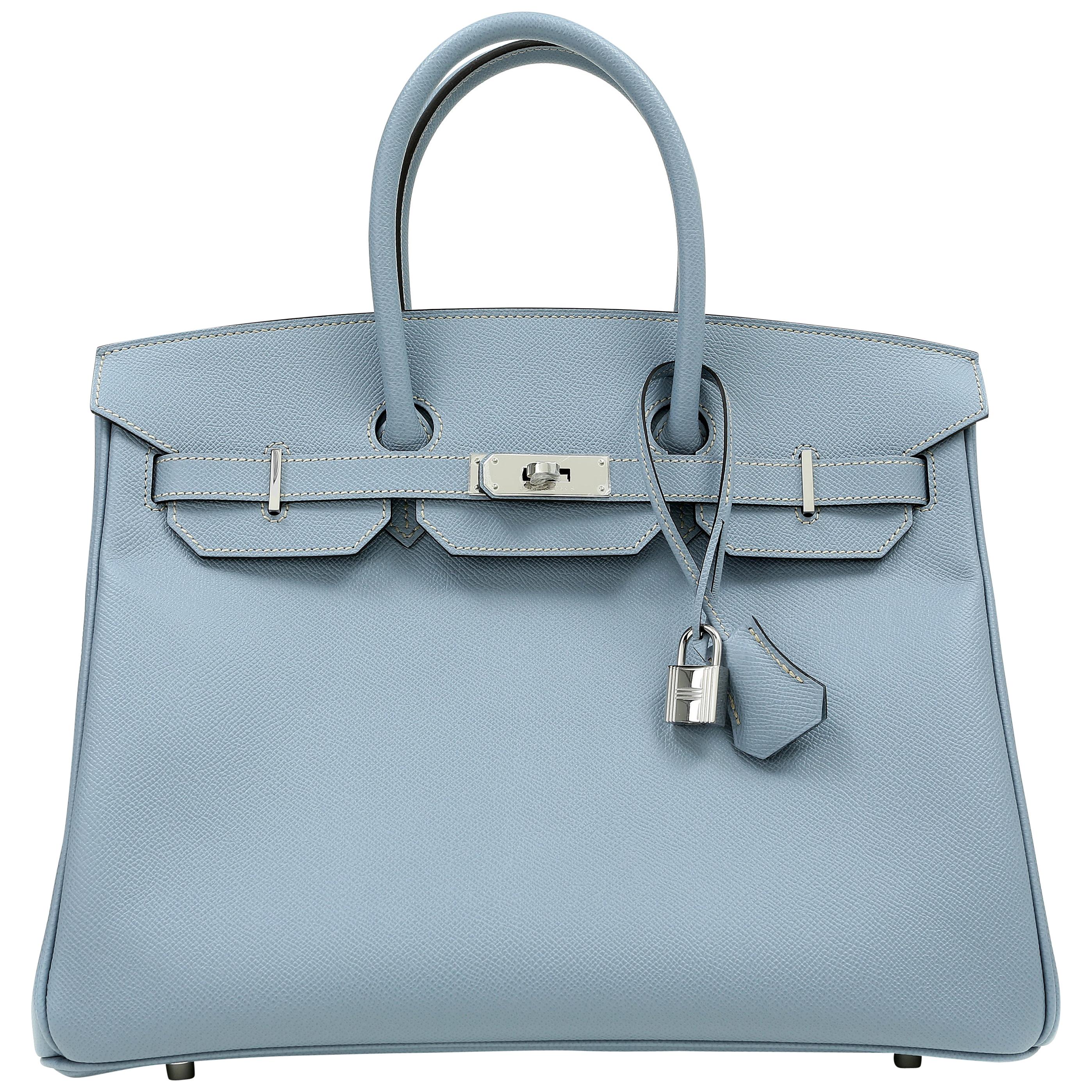 Hermes Birkin Bag 35cm Blue Lin Bleu Lin So Pretty New Color
