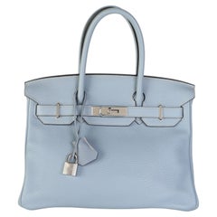 Hermès Bleu Lin Togo Birkin 30 PHW