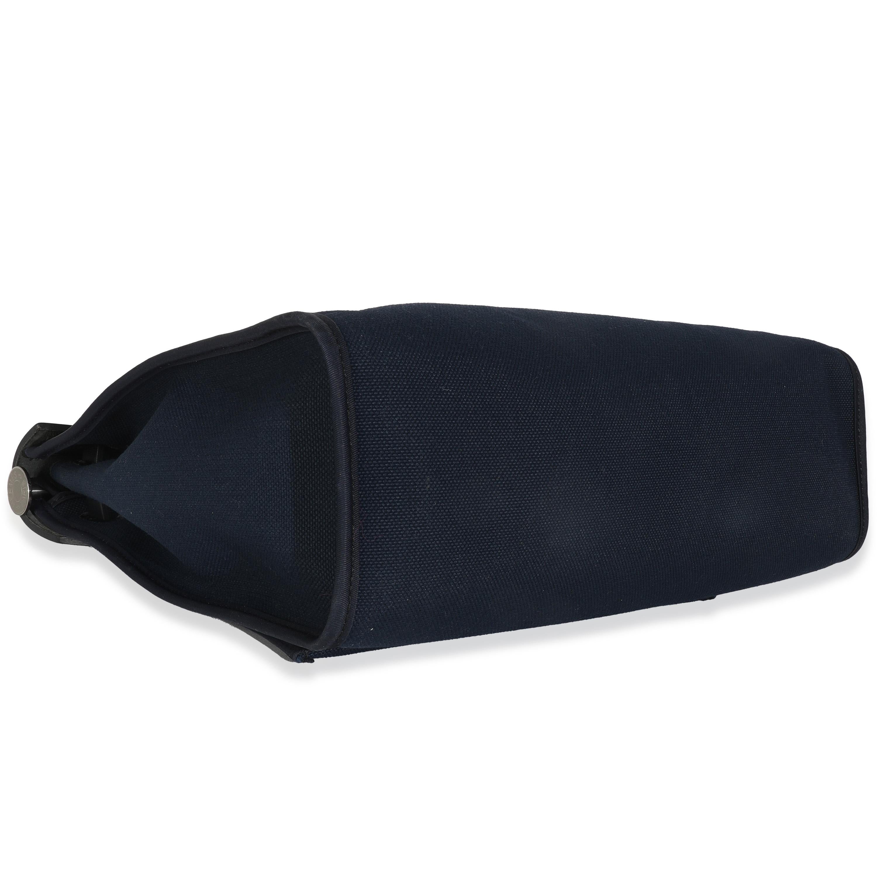 Hermès Bleu Marine Bleu Saphire Military Toile Vache Hunter Herbag Zip 31 PM PHW in vendita 2