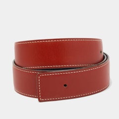 Hermès Bleu Marine Box Leather Belt Strap 75CM