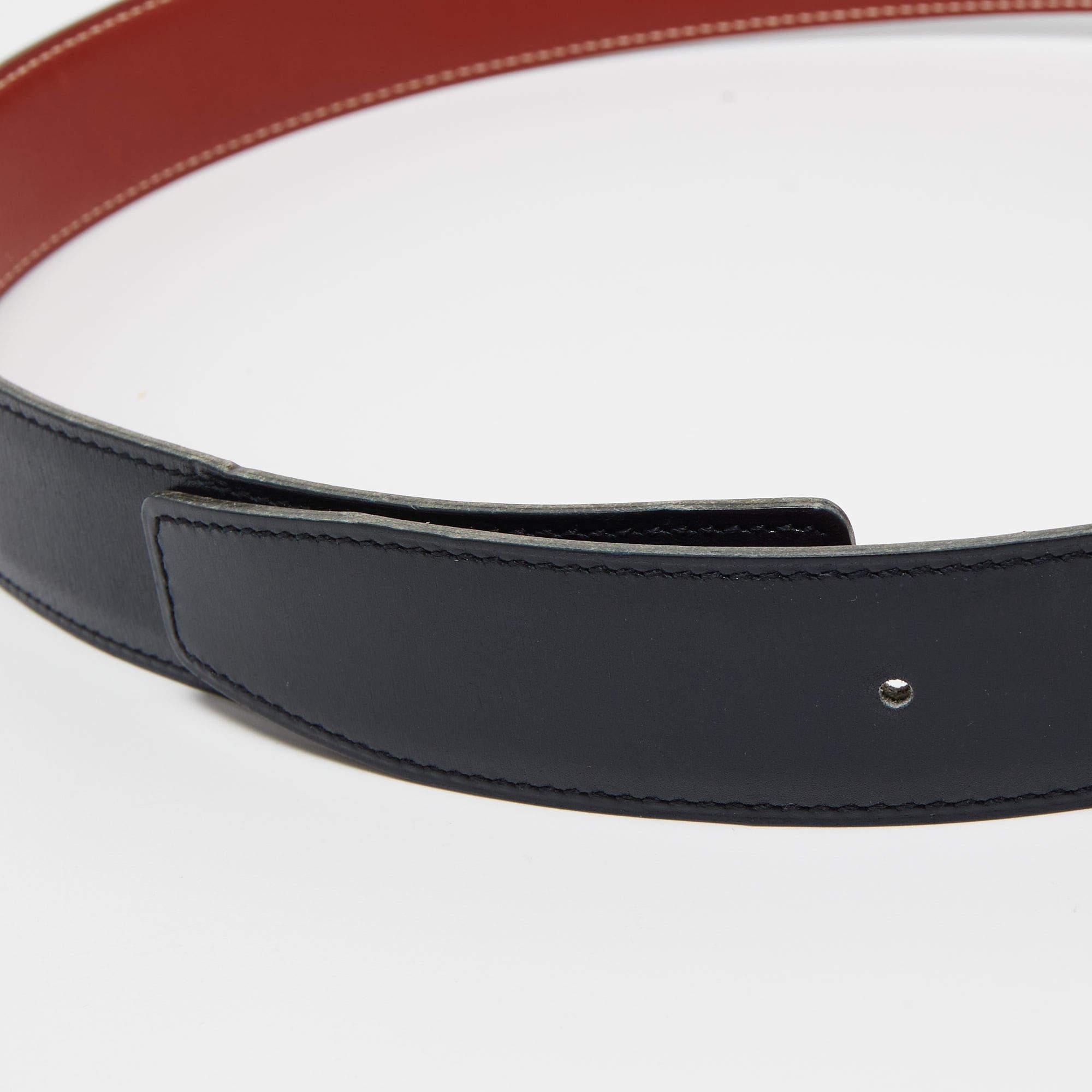Hermès Bleu Marine Box Leather Belt Strap 75CM For Sale 1