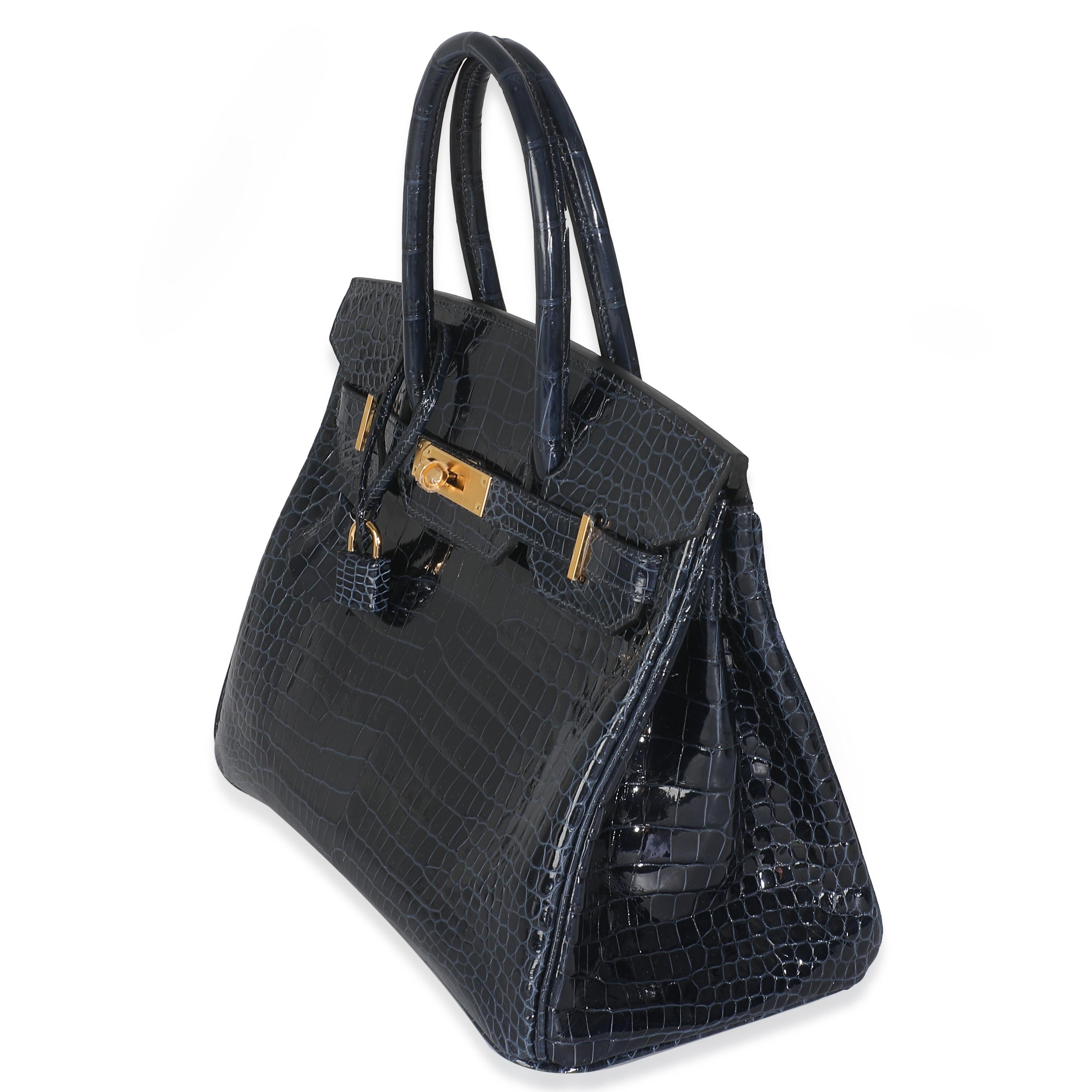 Hermès Bleu Marine Crocodile Porosus Birkin 30 GHW In Excellent Condition For Sale In New York, NY