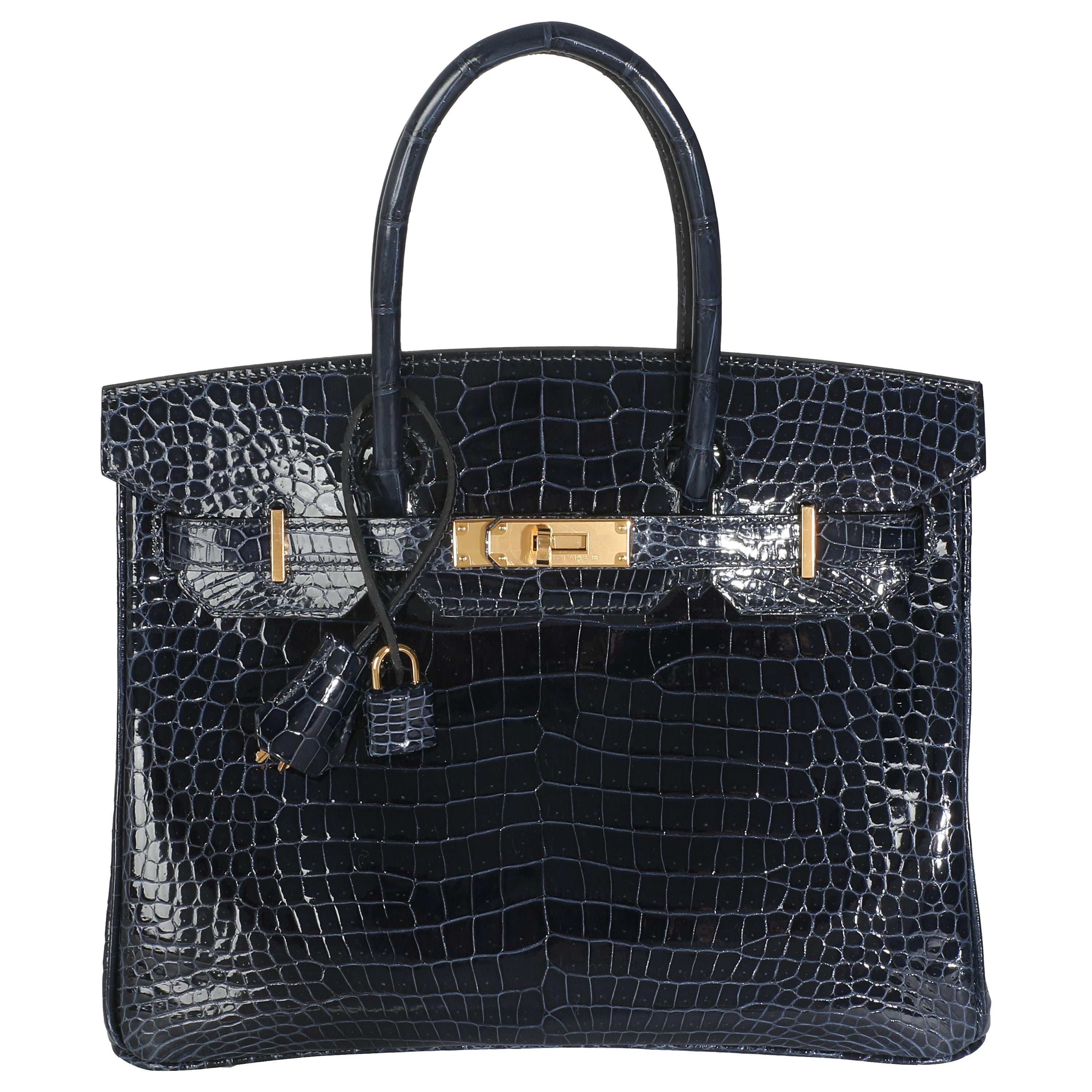 Hermès Azul Marino Cocodrilo Porosus Birkin 30 GHW en venta