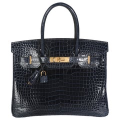 Hermès Bleu Marine Coccodrillo Porosus Birkin 30 GHW