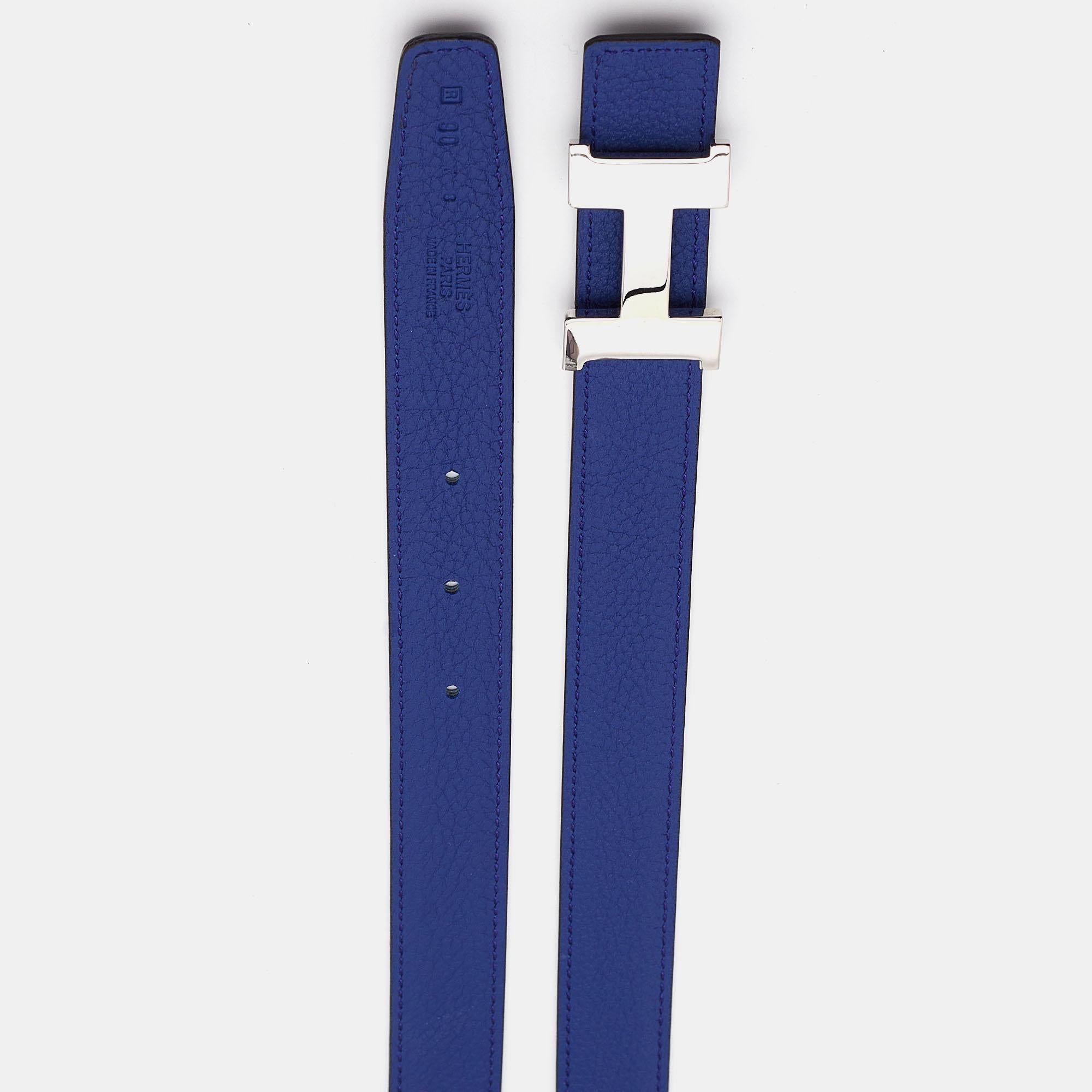 De las mujeres Cinturón Reversible Hermes Bleu Marine Electrique Box & Togo Piel Constance 90 CM