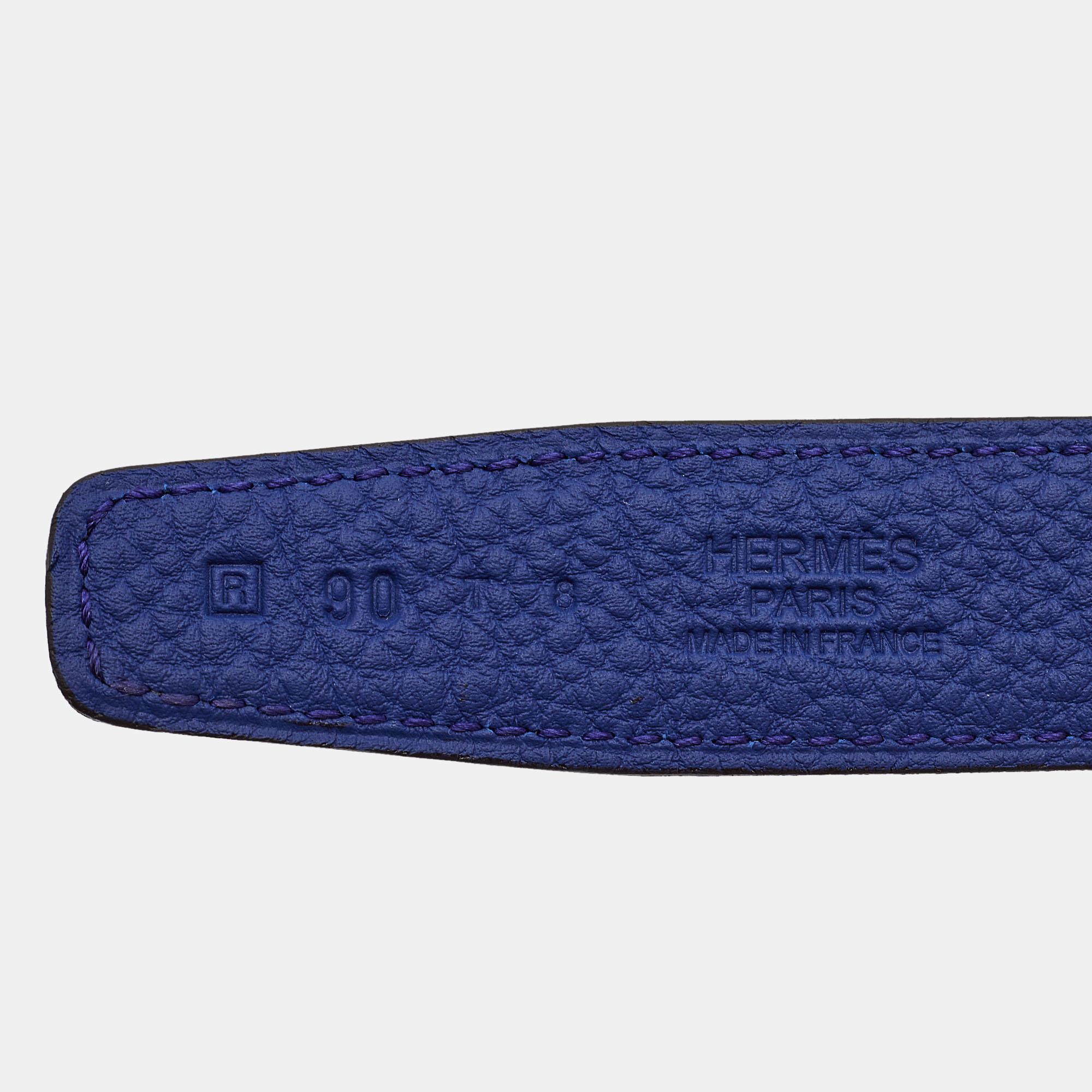 Cinturón Reversible Hermes Bleu Marine Electrique Box & Togo Piel Constance 90 CM 1