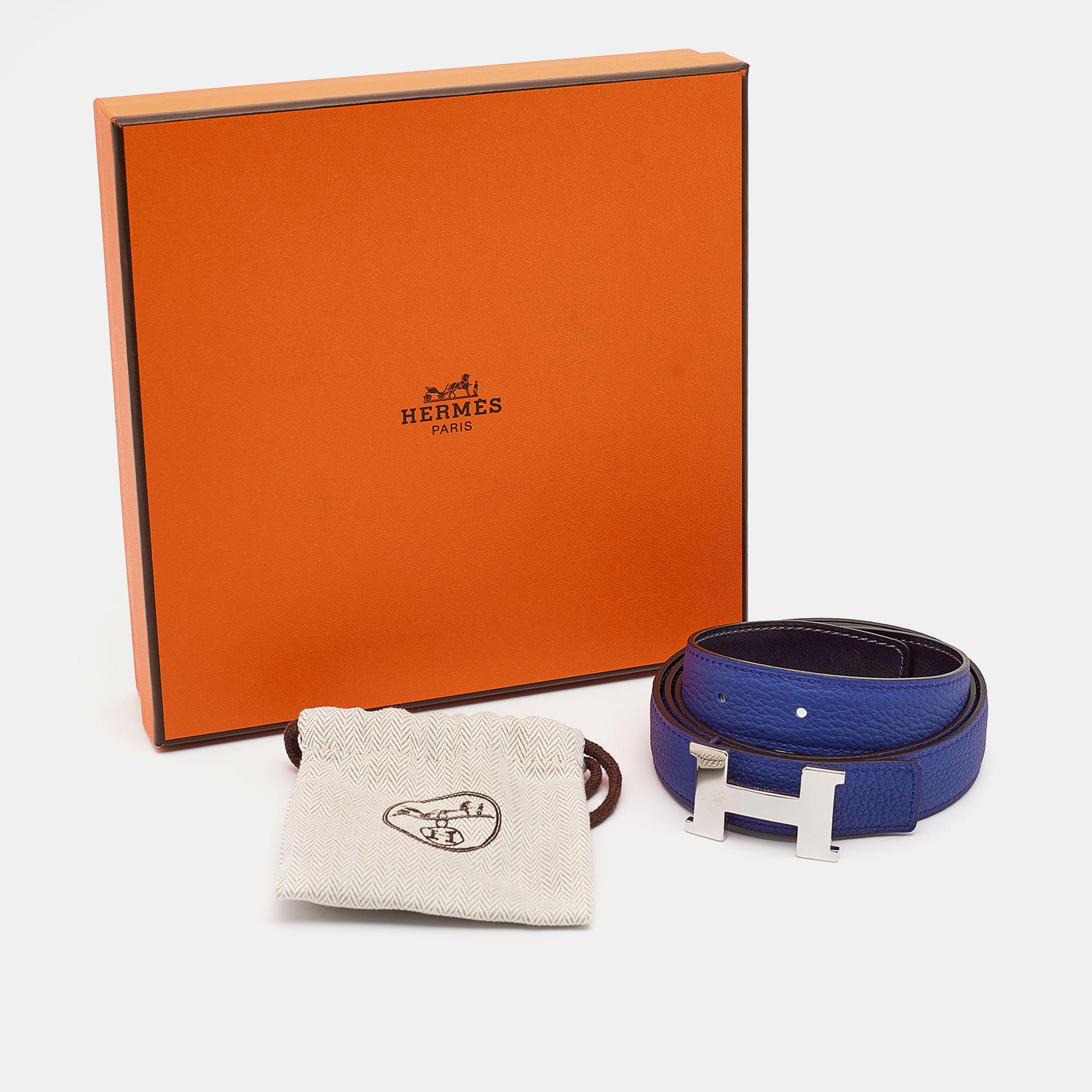 Cinturón Reversible Hermes Bleu Marine Electrique Box & Togo Piel Constance 90 CM 2