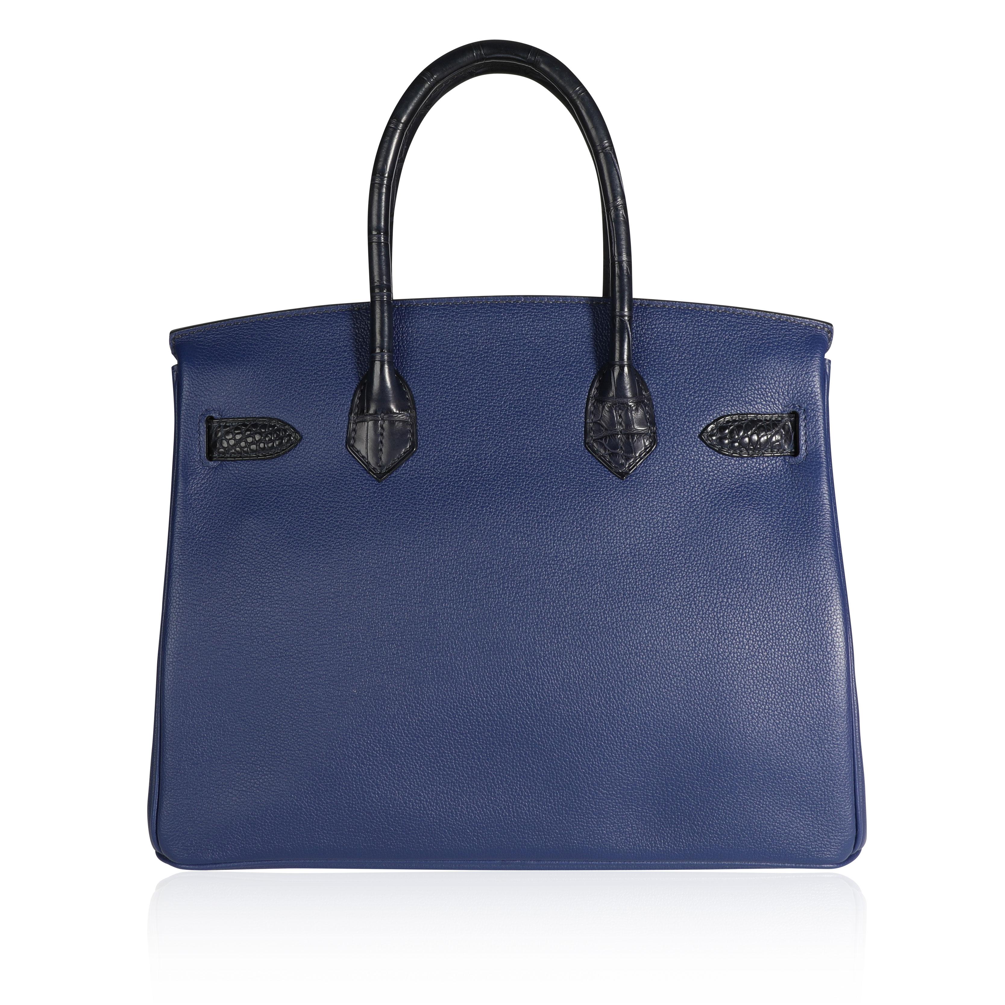 Viola Hermès Bleu Marine Matte Alligator & Bleu Saphir Novillo Touch Birkin 30 RGHW