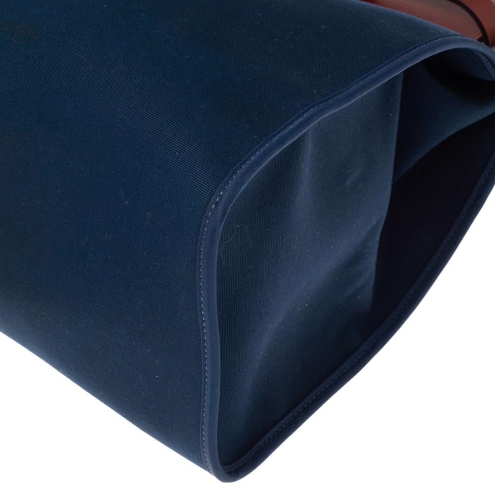 Hermes Bleu Marine/Rouge H Canvas and Leather Herbag Zip 39 Bag 2